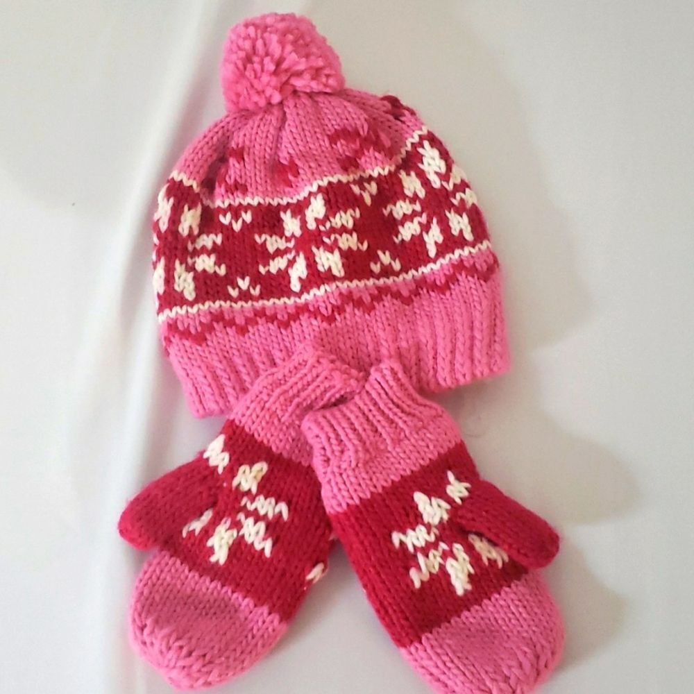 Snowflake Winter Hat and Gloves Bundle